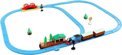 Toytrends NM Toys Toy Train Set with Over-Bridge & Tunnel Cave and Tracks & Light & Sound Toy