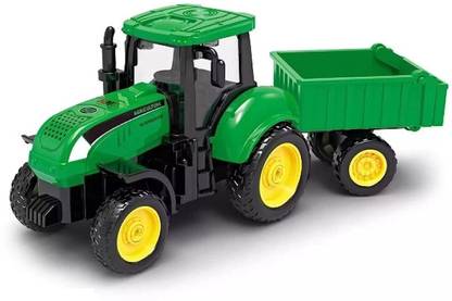 Just craft Pull Back Vehicles Farm Tractor Truck with Trolley, Friction Power Toy