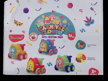 Duba Carnival Clowns Cute Friction Cars – Whistle Function Push & Go Vehicles