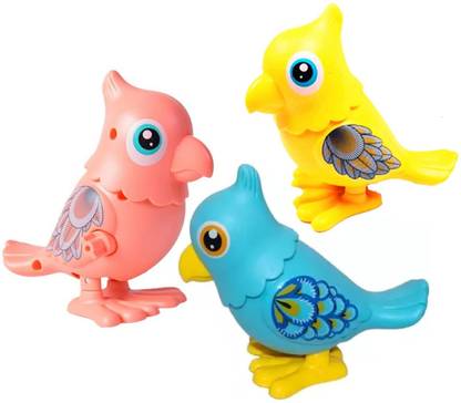 HALO NATION Cute Jumping Bird Wind up Parrot Clockwork Mechanical Key Operated Bird Toys