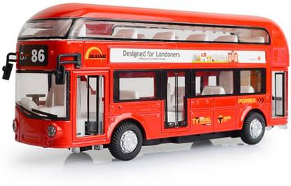 DARVICE Double Decker London Bus with Metal Die-Cast Luxury with Light & Music Sound.