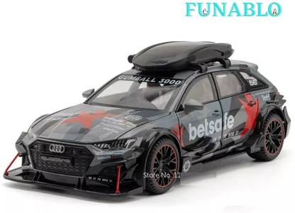 FUNABLO Die cast 1:24 Audi RS6 modified alloy sports car model car toy sound light
