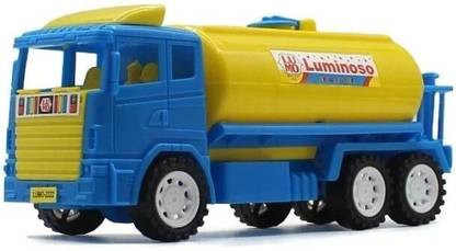 neoinsta shopping Small size friction powered plastic OIL tanker truck toy Blue Yellow