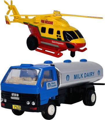 Wishmaster Set of 2 Combo Fire Rescue Helicopter + DCM Tanker Toys for Kids