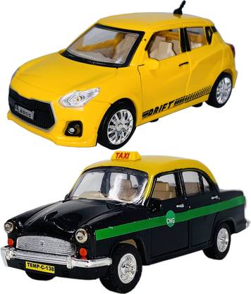Wishmaster Pack Of 2 Indian Small Size Passenger Taxi Car + Swift Car Pull Back & Go Toys