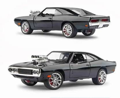 Galactic 1: 32 die-cast the fast and the furious alloy metal dodge charger model classic cars toys for kids pull back with open able doors, engine cover, tail with front and rear light & music-(Multicolor)