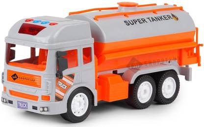 ivee international Construction Tanker Truck Toy with Light & Sound, Friction Powered Push and Go