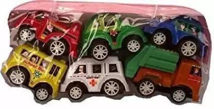 BRIJBAZAAR Pull Back Toy Cars (Multicolour) -Combo Set of 6 Pull Back Cars
