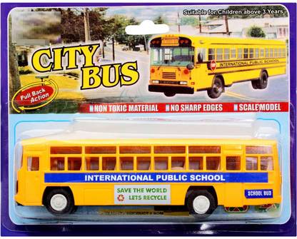 zokato City Bus (WHITE ) - Toy with Pullback (Size L-15 x -3.5 x H-4.5 cms)
