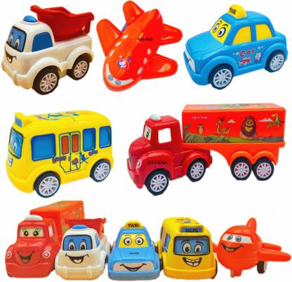 KAVANA Unbreakable Pull Back Texi Car Truck Bus Plane Toy for Boys girls Kids