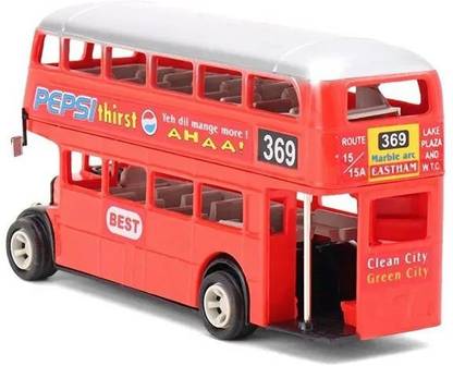 Mytoykid Pull Back Deluxe Double Decker Toy Bus for Kids | Very Big Size, Pack of 1, Red
