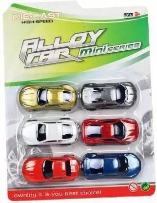 Just craft Mini Alloy Metal Car Series,Pull Back Sport Car Set (Multicolor, Pack of: 6)