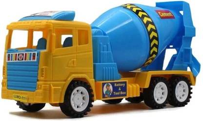 neoinsta shopping Friction Powered Plastic cement concrete mixer truck Yellow|Blue toy big
