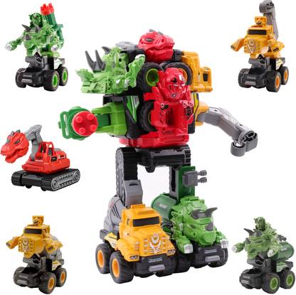 Tassino 5 in 1 Dinosaur Construction Trucks Transforming Toys