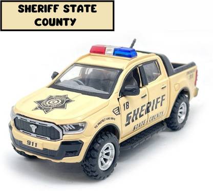 centy SHERIFF STATE COUNTY EMERGENCY SQUAD POLICE CAR WITH OPENABLE DOOR AND TAILGATE