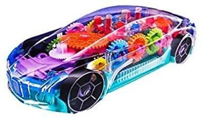 SHIVSHAKTI Transparent Gear Simulation Mechanical Car with 3D Lights and Musical Sound Toy