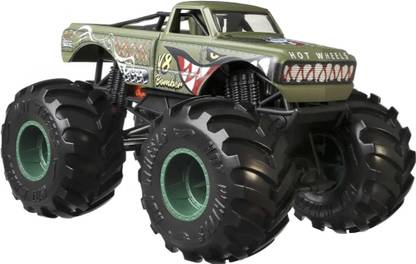 HOT WHEELS OVERSIZED MONSTER V8 BOMBER TRUCK,1:24 SCALE DIE-CAST TOY TRUCK