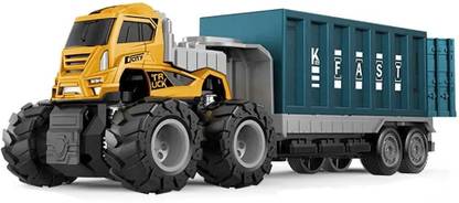 kinegic 1:43 4WD Diecast Container Transportation Big Truck Toys with Friction Powered