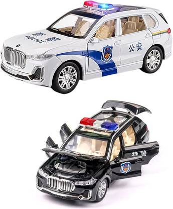 JOY MAKER Pull Back Diecast Car 1:32 X7 Police Model with Sound Light