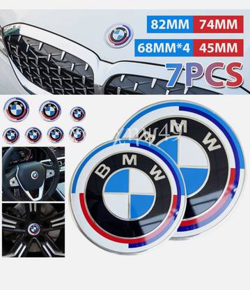 Auto MT 7PCS BMW 50TH ANNIVERSARY EMBLEM Trunk Wheel Steering CENTRE CAPS BADGES SET Car Flywheel