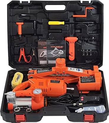 KARP 3 Ton Electric Scissor Car Jack with Impact Wrench and Tire Inflator Pump Vehicle Tool Kit