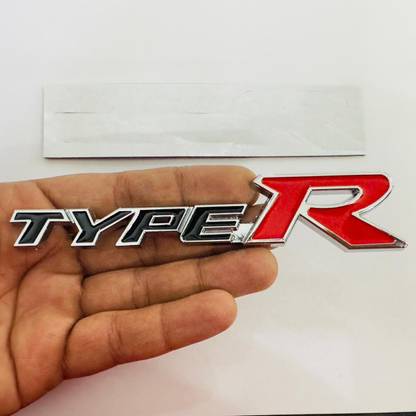 Auto MT Type-R Black-RED Metal Logo (14.5cmx3cm) Emblem 3D Badge Sticker for Car&Bike Vehicle Tool Kit