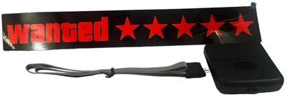 Auto MT GTA Wanted RED 5 Stars STICKER CAR Electric Decal 5 Lighting Flashing Modes Car Flywheel