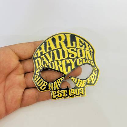 AUTO MT Harley-Davidson Skull (8.6cmx9cm) Metal-Sticker for All Car&Bike 3D-Emblem Badge Spring Leaf