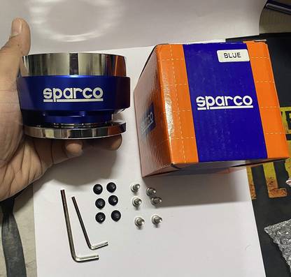 AUTO MT SPARCO-BLUE Release Boss Kit Hub Universal Steering Wheel Ball Quick Spring Leaf