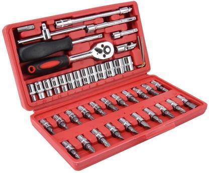 highquality 46 Pieces Tool Set Car Bike Repair Tool Set Hand Tool Wrench Screwdriver set Vehicle Tool Kit
