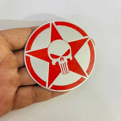 Auto MT Skull Punisher Logo Chrome Red 7.5cmx7.5cm 3D Metal Emblem Sticker for Car&Bike. Vehicle Tool Kit