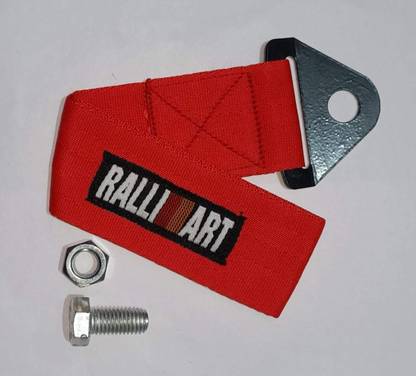 Auto MT RED RALLIART Tow Hook Towing Belt Front Rear Tow Strap CAR Truck Universal Front and Rear Mount Towing Hook