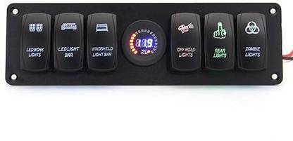 Auto MT 12-24V 6 Gang Waterproof Rocker Switch Panel Circuit Breaker LED Voltmtr For Car Vehicle Tool Kit