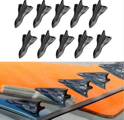 AUTO MT 10-Pcs Black-Shark Fin Style 2, Vortex Generator, Spoiler for Car Roof Diffuser. Spring Leaf