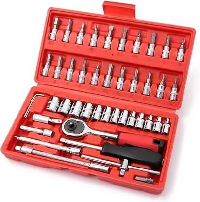 Jazox 46 in 1 Pcs Tool Kit & Screwdriver and Socket Set Multi Purpose Combination Tool Vehicle Tool Kit