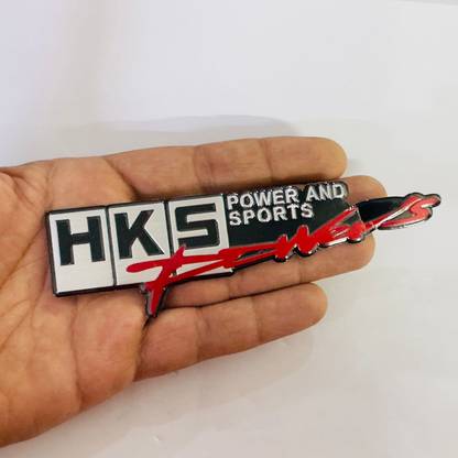 AUTO MT HKS Power and Sports Metal Sticker for Car & Bike Logo, 3D Badge (13.6cmx3cm). Spring Leaf
