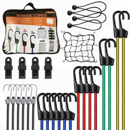SERPLEX 5 Sizes, 10'', 18'', 24'', 36'', 48'' Elastic Rope with Dual Head Hook Vehicle Tool Kit