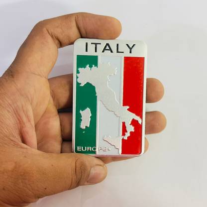 Auto MT Italy Flag Sticker (8cmx5cm) 3D Metal Logo, Car&Bike Emblem 3D Badge Vehicle Tool Kit