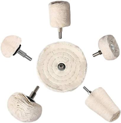 PROBEROS Car Polish Kit,6 Pcs White Polishing Buffing Wheel, Conical/Column/Mushroom Vehicle Tool Roll