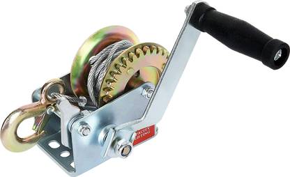 SUPERMALL 800lb Cable with Hand Gear Winch Front and Rear Mount Towing Hook
