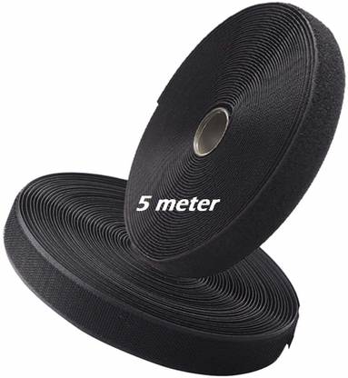connecticut Hook & Loop Tape | (5M*25mm Hook & Loop Tape, Black Color)| No Glue in Back side, Non-Adhesive Sticky Back ,Fabric Fastener Interlocking Tape for Sewing Crafts, DIY, Clothes, Shoes etc. Sew-on Velcro Sew-on Velcro (Black) Iron-on Velcro