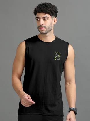 Triptee Printed Men Round Neck Black T-Shirt