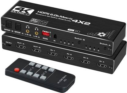 Tobo 4x2 HDMI Matrix Switch, HDMI 2.0b 4 in 2 Out HDMI Switcher TD-874H 45 inch Blu-ray Player