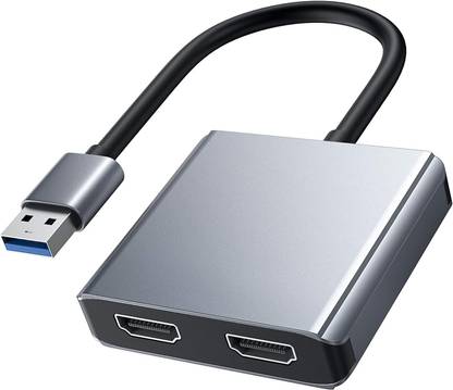VOOCME USB to Dual HDMI Adapter USB 3.0 to Dual HDMI Converter 2K Video Audio Multi Monitor, HDMI to USB Adapter USB Hub