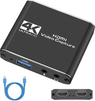 microware Audio Video Capture Card with Microphone HDMI Loop-Out for Gaming/Live Streaming Media Streaming Device