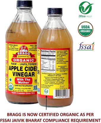 BRAGG Organic Raw-Unfiltered Apple Cider Vinegar With The Mother (IMPORTED FROM USA) Vinegar