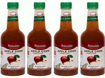 Bawaa Apple Cider Vinegar with Mother - Raw, Unfiltered, Unpasteurized (Pack of 4 ) Vinegar