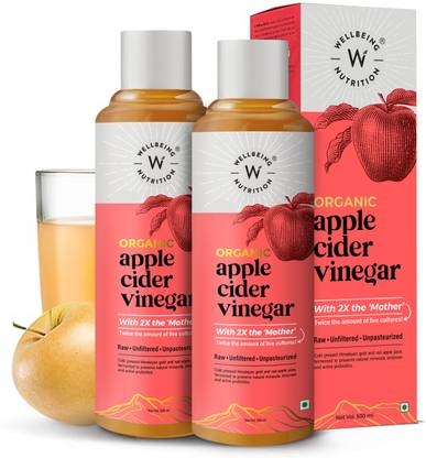 Wellbeing Nutrition USDA Organic Himalayan Apple Cider Vinegar (ACV) with 2X Strands of Probiotic Mother and Enzymes | Raw, Unfiltered, Unpasteurized Vinegar