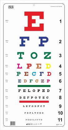 KASHSURG Snellen Color Eye Chart Non-Reflective Matte Finish Wall Eye Chart 20 Feet_185 Vision Test Chart