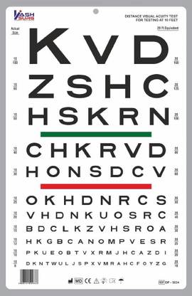 KASHSURG Snellen Visual Acuity Eye Chart for 10 Feet 14 x 9 Inches_164_Pack of 10 Vision Test Chart